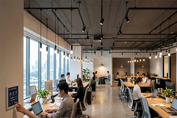 An office interior with individually controlled DALI lights